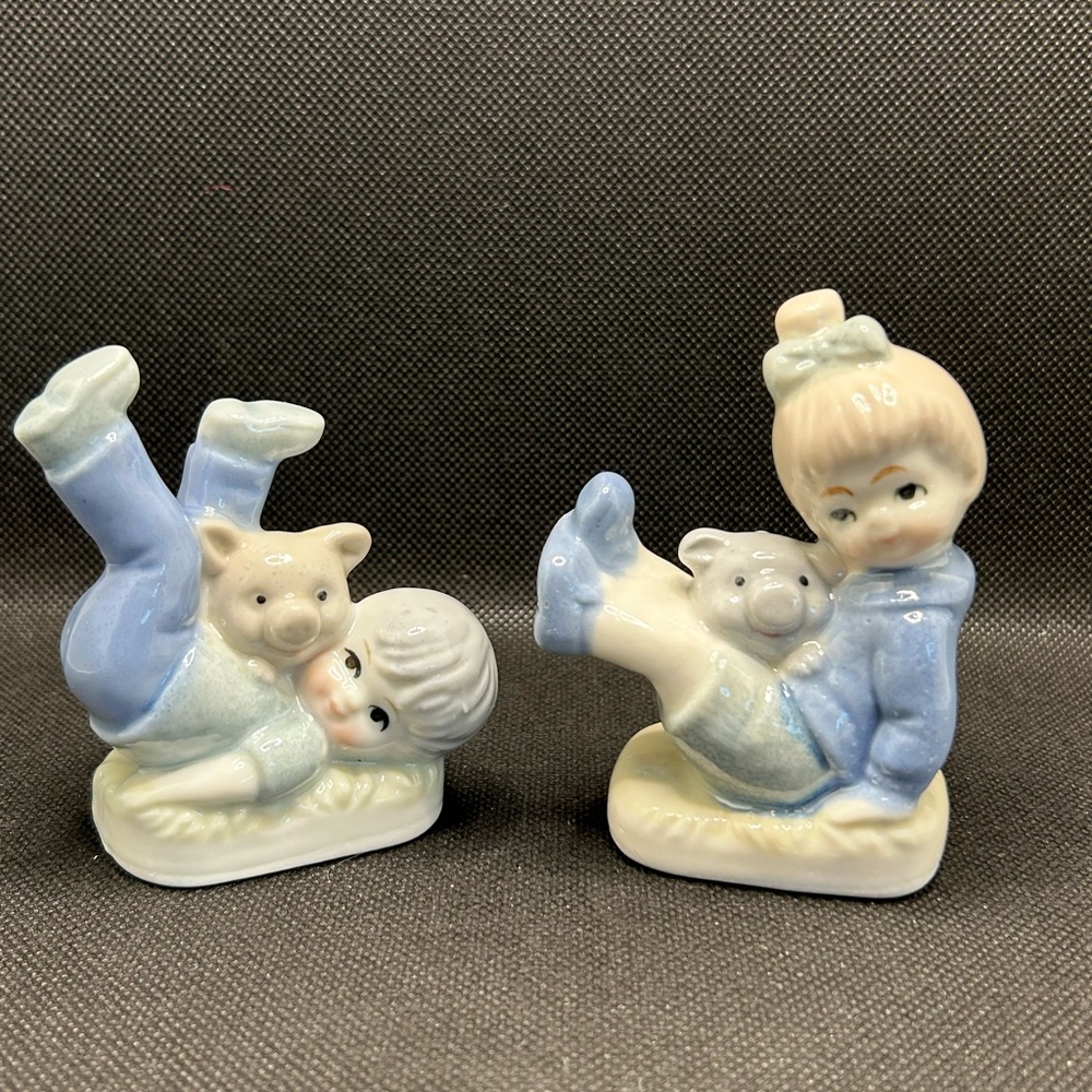 Vintage Boy & Girl w/Piglets Figurines